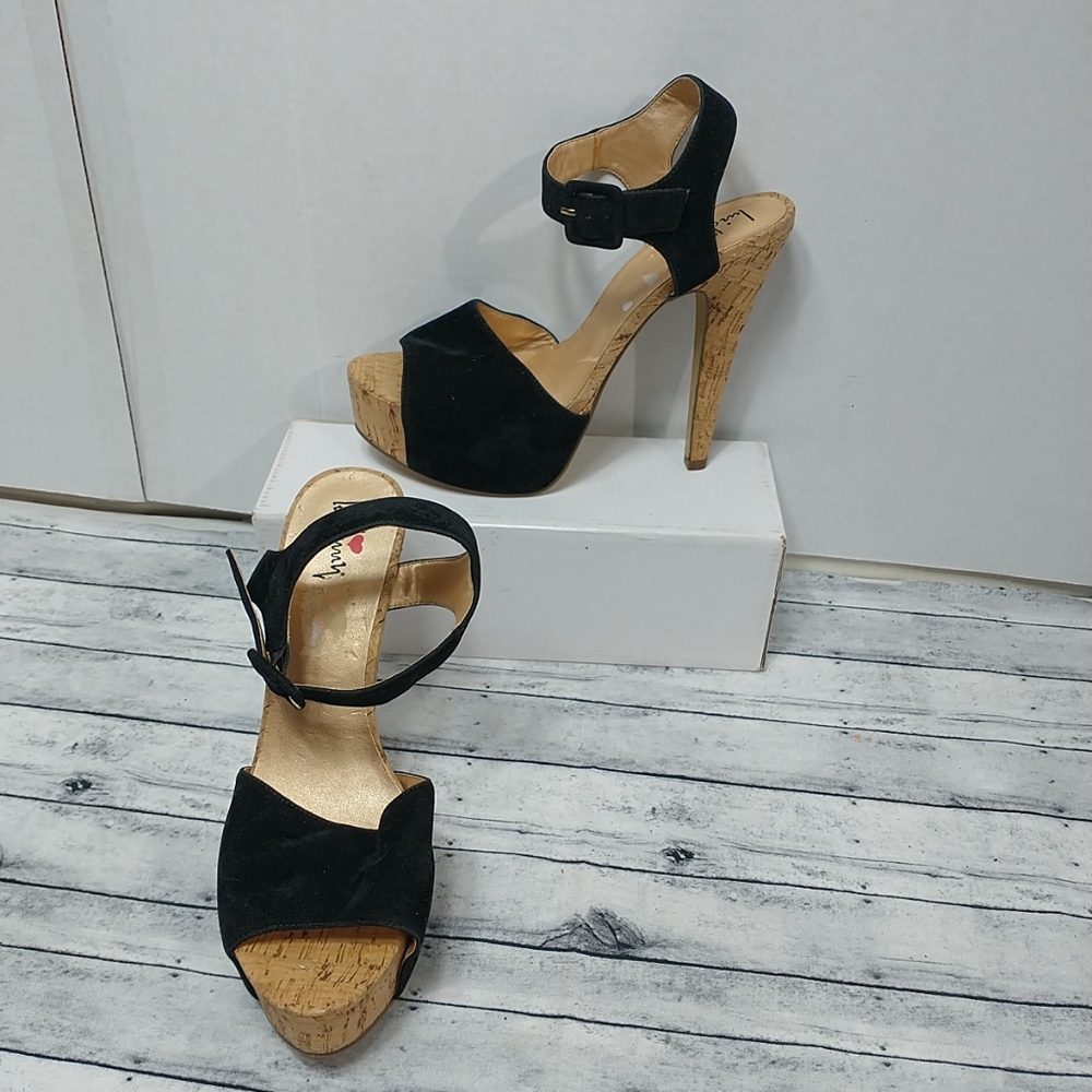 Luichiny   Women's Size 10 M Black Platform Dancer Heels Cork
